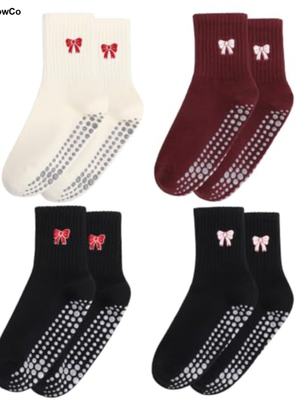 Pilates Socks with Grips for Women Cotton Non-Slip Yoga Socks